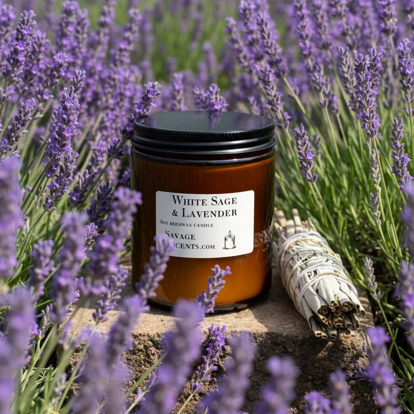 White Sage & Lavender Beeswax Candle