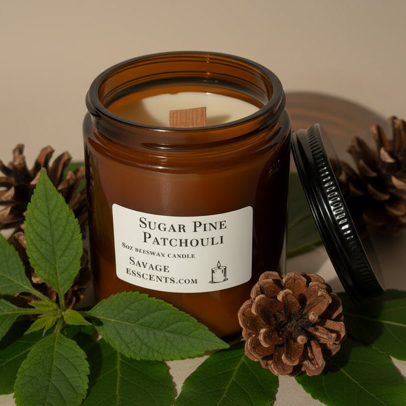 Sugar Pine & Patchouli Beeswax Candle