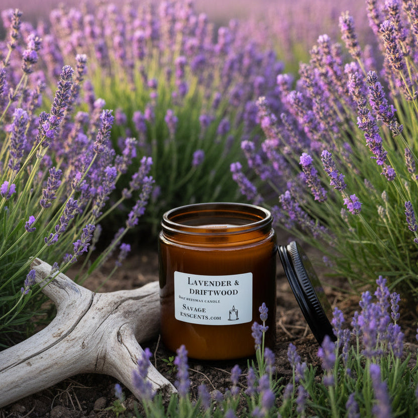 Lavender & Driftwood Beeswax Candle