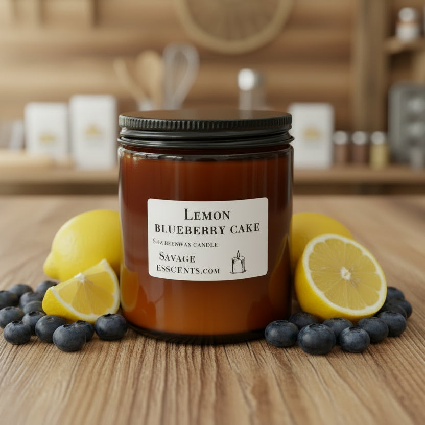 Lemon Blueberry Cake Beeswax Candle